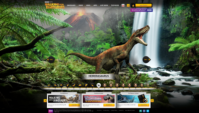 A species feature page set in a jungle scene with a thumbnail rail.