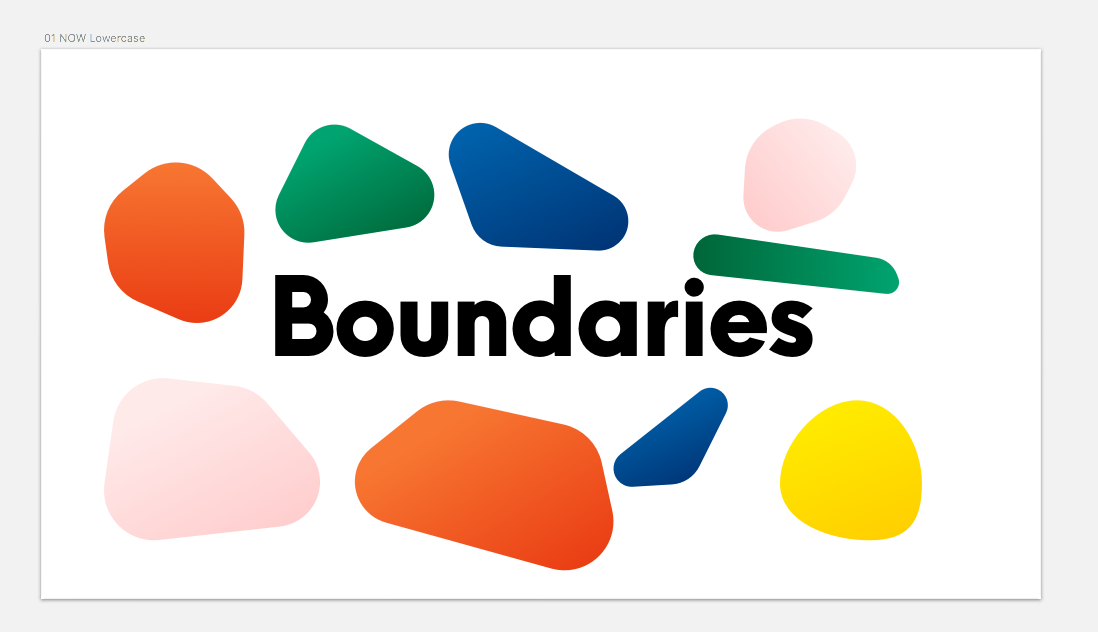 Boundaries brand — the lowercase wordmark set among colorful organic shapes.