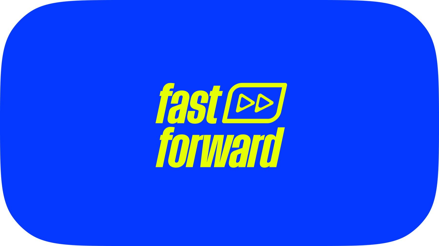 Fast Forward stacked logomark, acid yellow on computer blue
