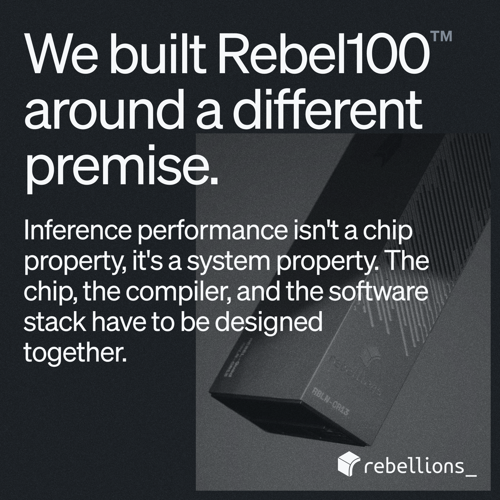 Rebellions social post, We built Rebel100 around a different premise